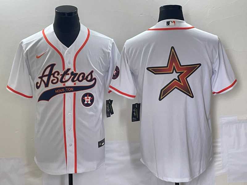 Mens Houston Astros White Team Big Logo Cool Base Stitched Jersey->houston astros->MLB Jersey